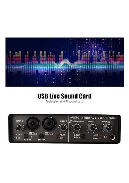 Canlı Ses Kartı, 24BIT 192KHZ Metal Canlı Akış Ses Kartı USB 2.0 Canlı Akış Için Stüdyo Için Profesyonel Arayüz indirimleri