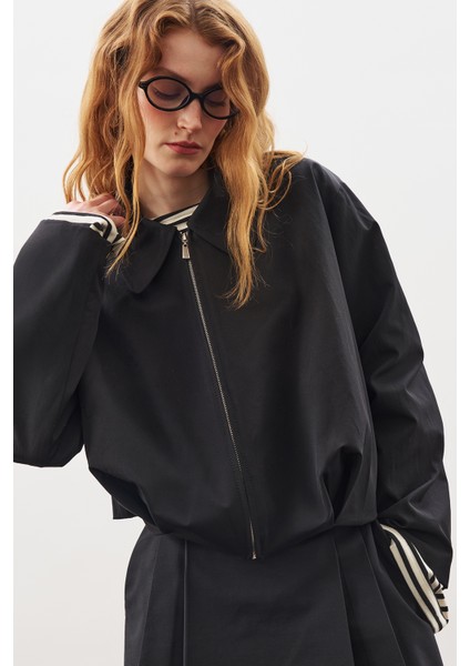 Ekoseli Bomber Ceket Siyah