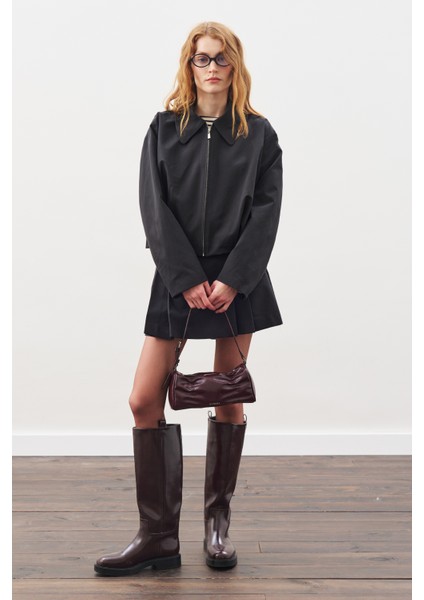 Ekoseli Bomber Ceket Siyah