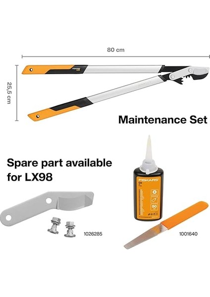 Yeşil Ağaç Için Baypas Bıçaklı Budama Makası, Powergear x Raf Sistemi, Boyut L, Yapışmaz Kaplama, Kesme Çapı: 5 Cm, Sertleştirilmiş Çelik, Uzunluk: 80 Cm, Siyah/turuncu, LX98, 1020188 modelleri