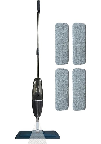 Sprey Mop Gri - Tıpasız Sistem - 4 Mop Bezli - 700 cc Su Hazneli - Üretici Garantili