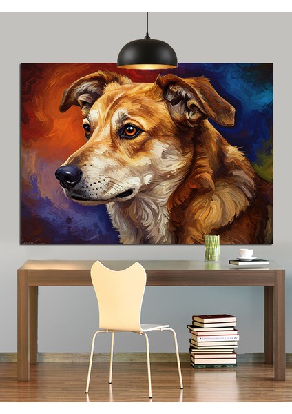 Kahverengi Köpek Dost Portresi Dekoratif Kanvas - Mdf Ahşap Tablo fiyatları