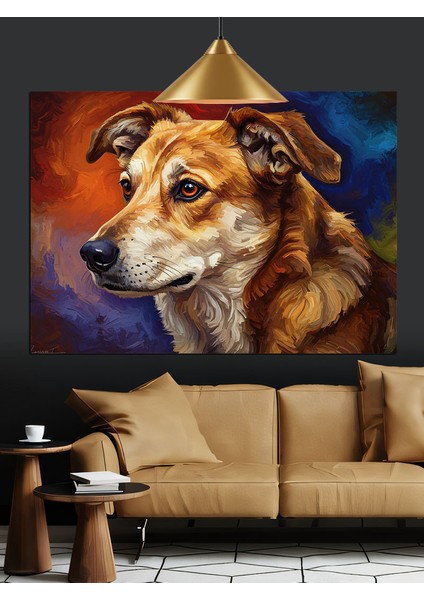 Kahverengi Köpek Dost Portresi Dekoratif Kanvas - Mdf Ahşap Tablo fırsatları