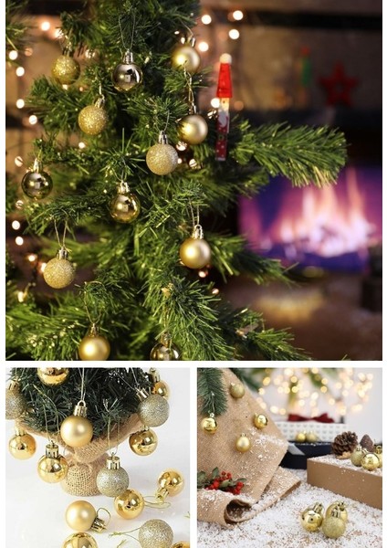 biton 12’li yılbaşı çam ağacı süsü seti – 4 cm parlak & simli karışık top süsler noel çam ağacı süsü modelleri