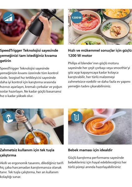 5000 Serisi Izgara ve Tost Makinesi Inox 2200W 5000 Serisi Philips El Blenderi+Hassas Mutfak Tartısı