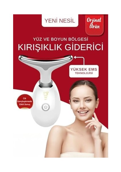 Vooka Yüz ve Boyun Kırşıklık Giderici Ems Güzellik Cihazı Gıdık Sarkma Kırışıklık 3 Modlu fiyatları