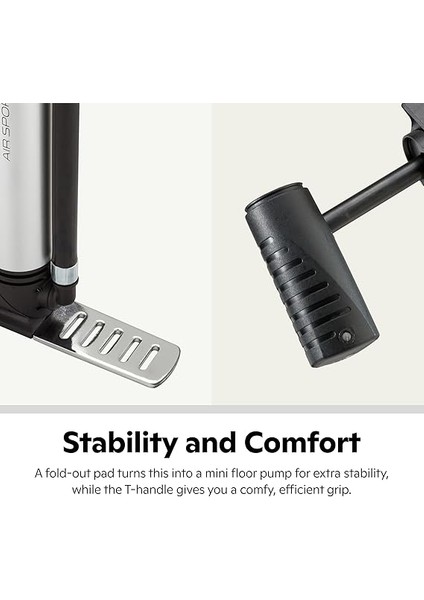 Air Sport Mini-Fahrradpumpe, Fuß-Zu-Boden- Oder Rahmen-Pumpen, Mit Messgerät Für Schrader- Und Presta-Ventilarten fırsatları