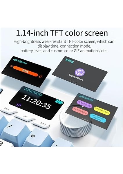 Ajazz AK35I V3 Kablosuz Mekanik Oyuncu Klavyesi-Gasket Gövde Yapısı Dinamik Rgb-Tft Ekranlı Mavi/avakado Switch fiyatları