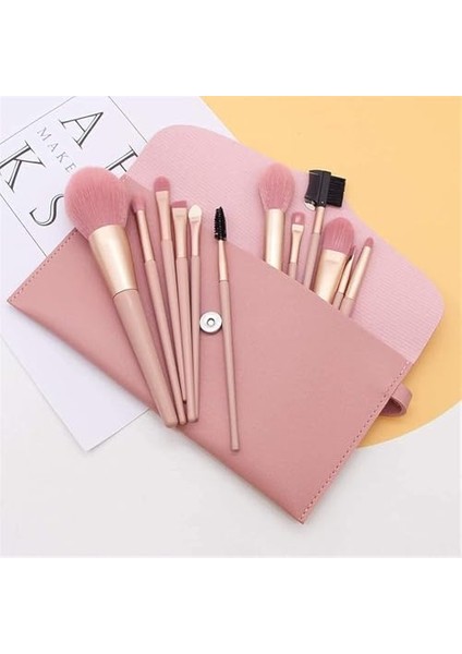 Aputue Makyaj Fırçası Seti, 12 Parça Seyahat Kozmetik Fırça Takımı Pu Çantalı, Mini Boy Taşınabilir Yumuşak Fondöten Allık Göz Farı Yüz Dudak Makyaj Araçları Kızlar ve Kadınlar Için (Pembe) fiyatları