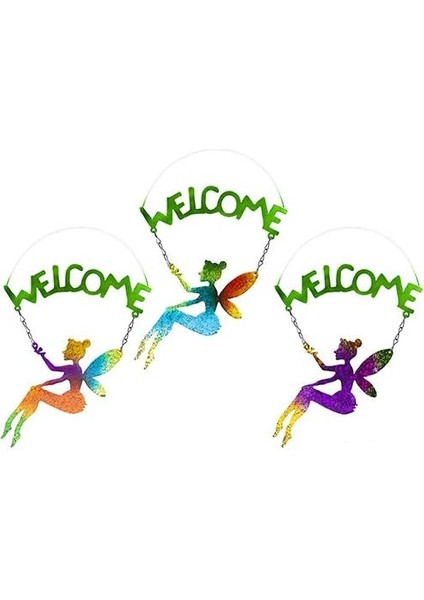 Balkon ve Bahçe Hoşgeldiniz Tabelası,3 Lu Set Melek Model 30X18X0,5CM