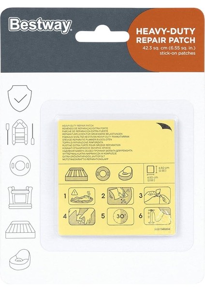 Kendinden Yapışkanlı Onarım Yaması, 6,5 x 6,5 Cm, 10 Adet