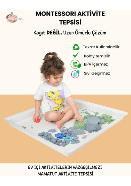 Montessori Resimli Boyama, Kum ve Su Aktivite Tepsisi, Sıvı Geçirmez, Boyanabilir, Silinebilir, Yıkanabilir, Dayanıklı