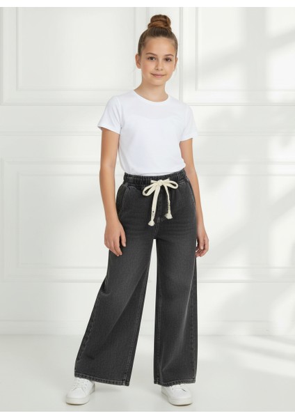 Kız Çocuk Denim Kot Jean Pantolon Siyah