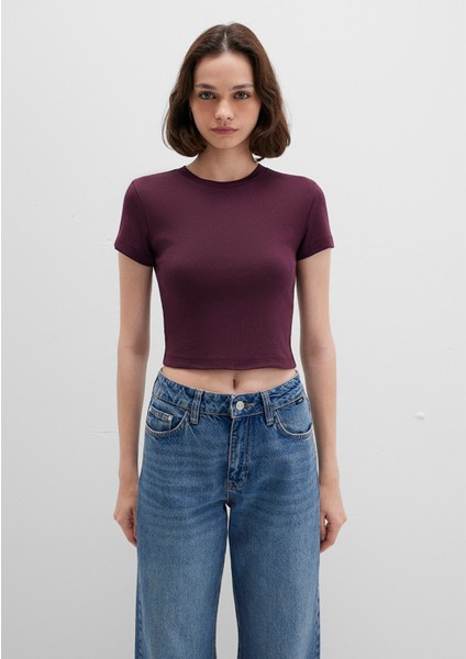 Mor Basic Crop Tişört 1600814-70434