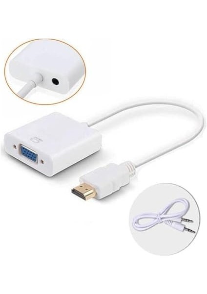 HDMI To VGA Dntrc + Ses Kablosu Beyaz fiyatları