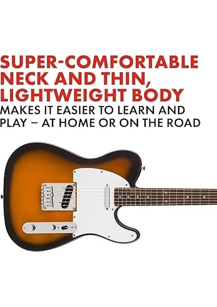 By Fender Debut Collection™ Telecaster® Electric Guitar, Laurel Fingerboard, White Pickguard, 2-Colour Sunburst modelleri