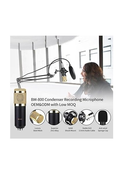 Profesyonel Kondenser Mikrofon Podcast Canlı Yayın Ekipmanı USB Mıc Mikrofon Seti Kol Standlı Stüdyo Mikrofonu Stüdyo Canlı Kayıt ve Yayın Için Müzik Kayıt Ekipmanı modelleri