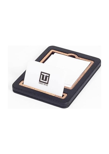 Office Deri Notluk Siyah Ahşap Detaylı Notluk ve Kartvizitlik fiyatları