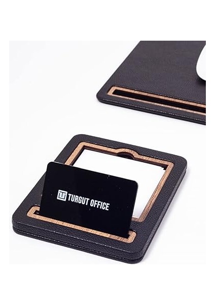 Office Deri Notluk Siyah Ahşap Detaylı Notluk ve Kartvizitlik fırsatları