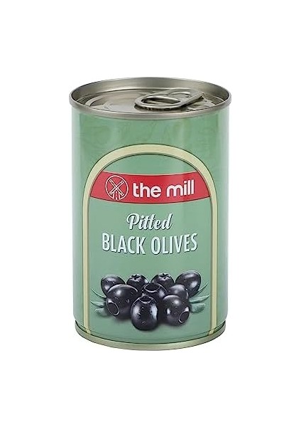 The Mill Çekirdeksiz Siyah Zeytin Teneke (12&apos;li Paket) - Süzme Ağırlık: 100 G - 361-400 Adet/kg - Çekirdeksiz - Salamura - Kuzey Ege Bölgesi Zeytinleri - Vitamin ve Antioksidanca Zengin