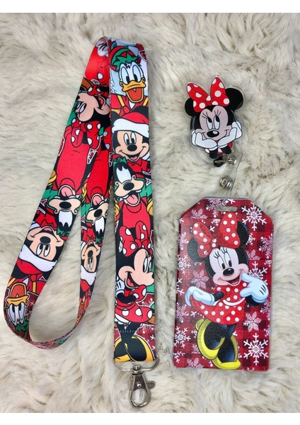 Miki Minie Yılbaşı Temalı Temalı Boyun Askı Ipi Yoyo ve Kartlık Set