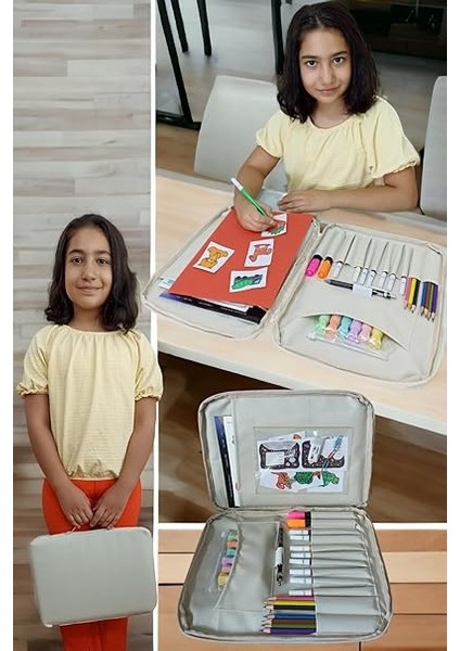 Resim Çantası Kalemlikli Defter Boya Malzemeleri Aktivite Çantası Unisex Kırtasiye Çantası fiyatları