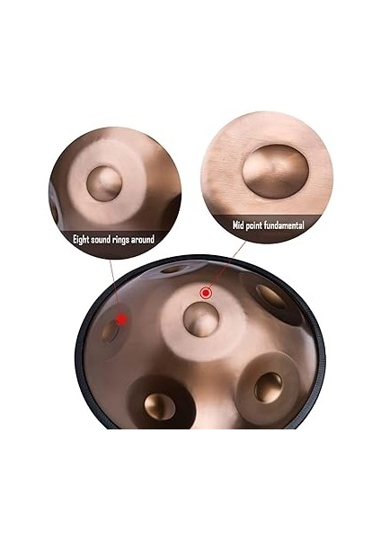 Harmonique Tambour Hand Pan 9 10 12 14 Notes Instrument De Percussion Professional Handpan En Acier Avec Sac De Voyage Décoration De String Et Malets Pour La Medit, Black, 10NOTES modelleri