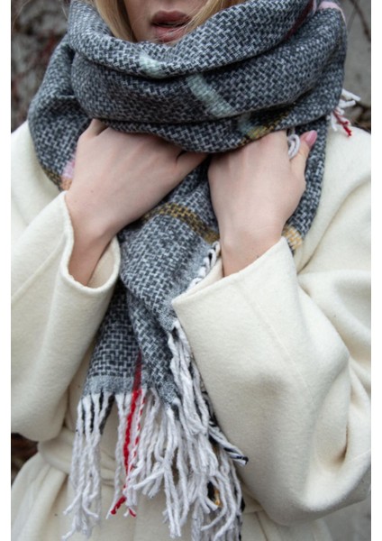 Desenli Kalın Omuz Şal Atkı