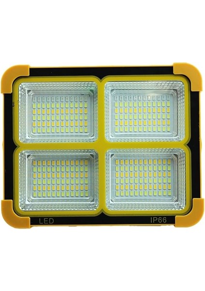 Aydınlatma 200W Solar ve USB Şarjlı Projektör (Flaşörlü) 3 Renk Işık/powerbank/şarj Göstergeli - 5 Kademeli