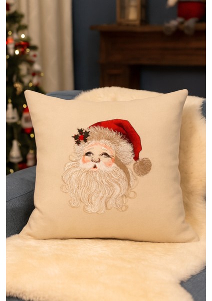 Noel Baba Desenli Dekoratif Yastık Kılıfı | Yılbaşı Yastığı