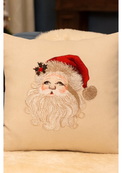 Noel Baba Desenli Dekoratif Yastık Kılıfı | Yılbaşı Yastığı modelleri