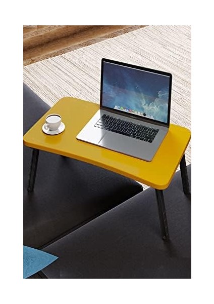 Laptop Sehpası Katlanabilir Yatak Koltuk Üstü Kahvaltı Bilgisayar Sehpası (Sarı) fiyatları
