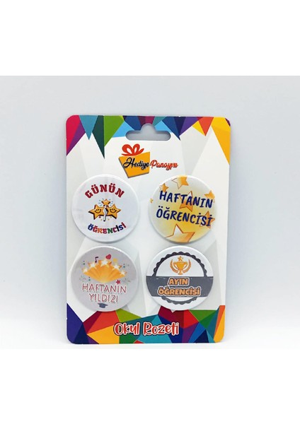 Öğrenci Motivasyon Rozetleri – 4’lü Set (44 Mm, Iğneli Metal, Yerli Üretim)