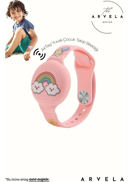 Airtag Yuvalı Bileklik Çocuklar Için - Su Geçirmez Tasarım, Ayarlanabilir