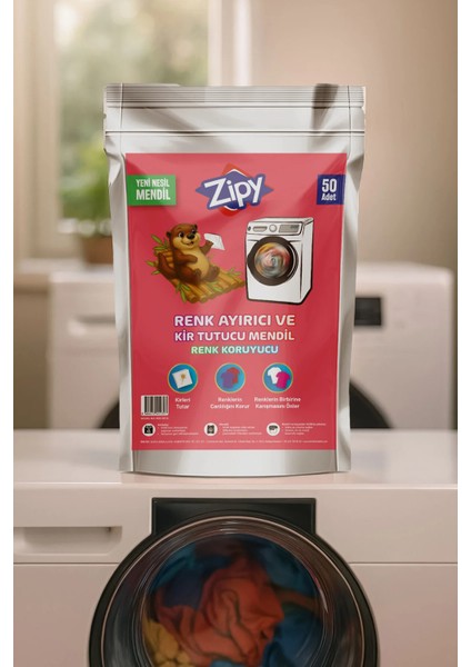 Renk Ayırıcı Kir Tutucu Çamaşır Makinası Için Mendil 50'li