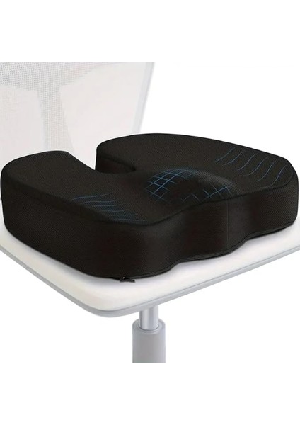 Ortopedik Oturma Minderi Visko Cocix Elastik Minder Basur Minderi Oturma Simidi Yastığı Hemoroid Yastık, Figiza, Siyah, Standart