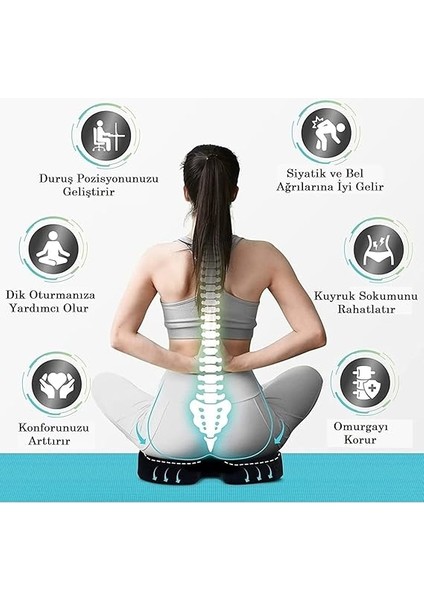 Ortopedik Oturma Minderi Visko Cocix Elastik Minder Basur Minderi Oturma Simidi Yastığı Hemoroid Yastık, Figiza, Siyah, Standart fırsatları
