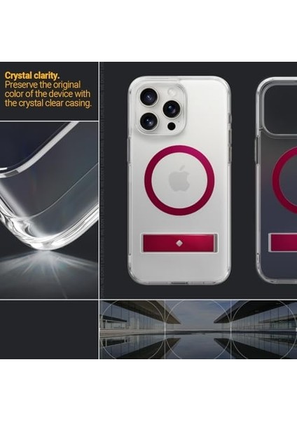 15 Pro ile Uyumlu Kılıf Capella Mag Magsafe Özellikli Clear Red - ACS07090 fiyatları