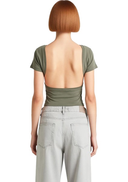 Kadın Fitted Esnek Örme Bisiklet Yaka Crop Bluz Kaliteli Şık Rahat Modern Zarif Günlük modelleri