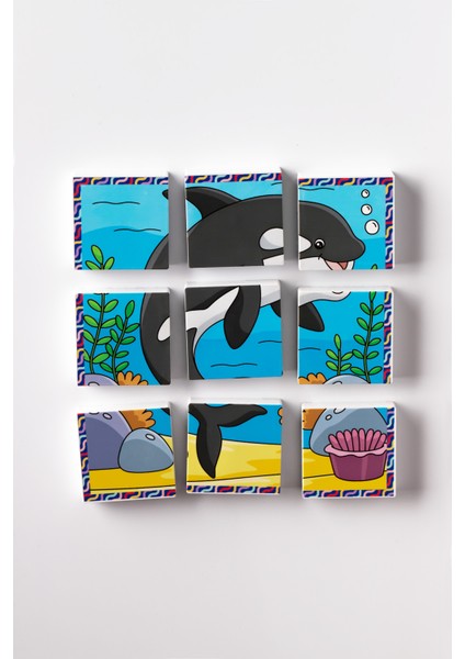 Manyetik Blok Çift Taraflı 9 Parçalı Mıknatıslı Penguen - Köpek Balığı Puzzle - 2 Görsel Yapboz fiyatları