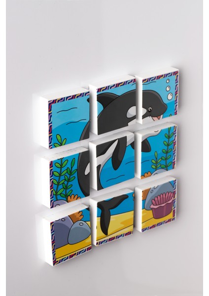 Manyetik Blok Çift Taraflı 9 Parçalı Mıknatıslı Penguen - Köpek Balığı Puzzle - 2 Görsel Yapboz fırsatları