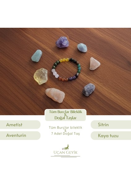 Burç Bileklik ve Doğal Taş Seti - Şifalı Takı Koleksiyonu
