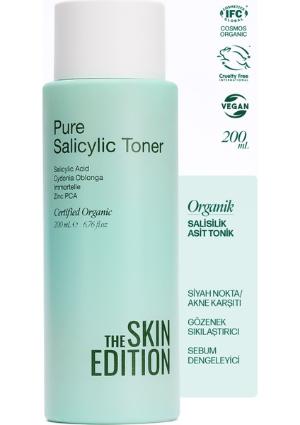 Organik Salisilik Asit Tonik 200 Ml | Siyah Nokta, Akne Karşıtı, Gözenek Sıkılaştırıcı, Dengeleyici