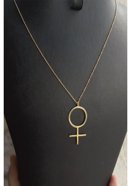 925 Ayar Gümüş 24 Ayar Altın Kaplama Venüs Kolye