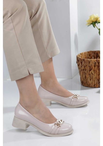 Leopar Desenlı Taş Detaylı Toka Kadın Topuklu Babet indirimleri