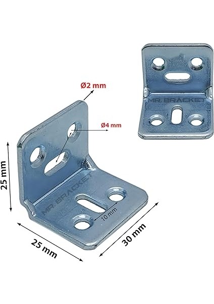 10 Ad. L Demir Gönye Köşebent 30X25X25MM - Mobilya Dolap Raf Masa Köşe Bağlantı Birleştirme Sabitleme Aparatı fiyatları