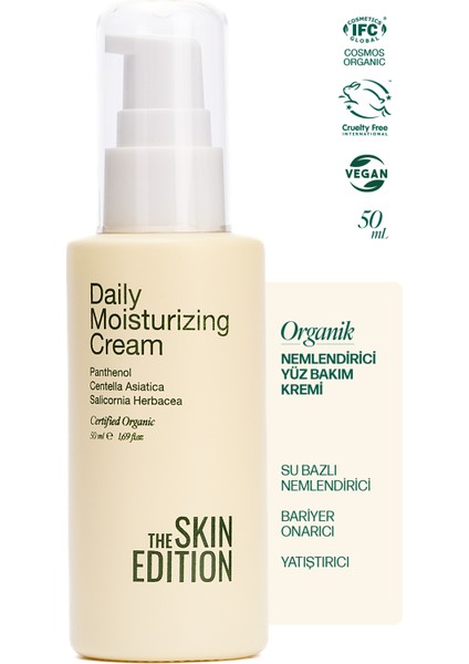 Organik Su Bazlı Nemlendirici Onarıcı, Yatıştırıcı Yüz Bakım Kremi 50 ml