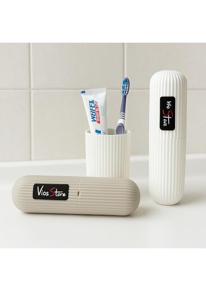 Vios Store Taşınabilir Diş Fırçası Kutusu | 2 Bölmeli Hijyenik Saklama Kabı | Sert Plastik,kadın, Erkek ve Çocuk Için Uygun – Diş Macunu & Fırça Taşıma Organizer - Renkler Karışıkdır- (2 Adet)