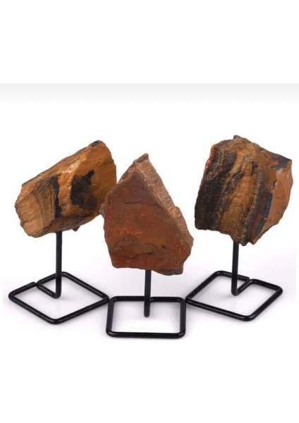 Gerçek Kaplan Gözü Doğal Taş Standlı Ham Parça Taş