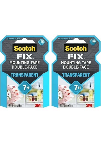 Scotch Şeffaf Montaj Bandı 19MM x 1,5m, 2x fiyatları
